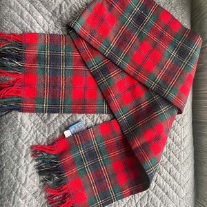 Vintage 1960’s Pendleton Scarf Tartan Wool Red Blue Green